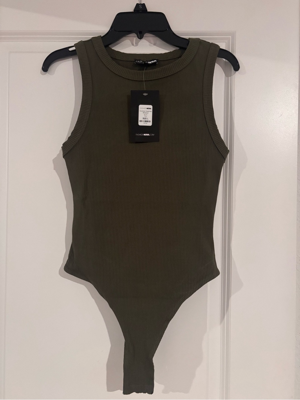 Fashion Nova Olive Ribbed Sleeveless Baby One-Piece Bodysuit